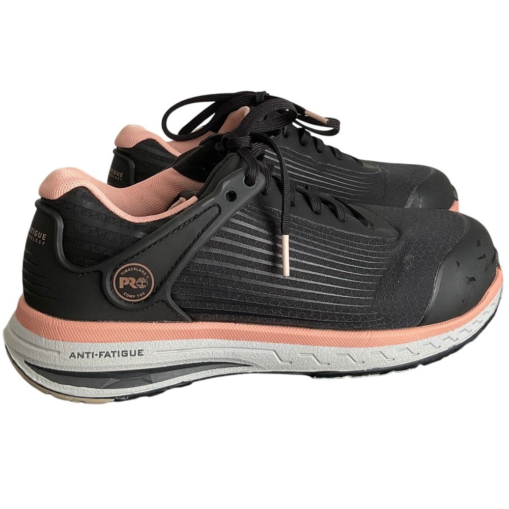 Timberland PRO Womens 7 Black Pink Anti-Fatigue Work Shoes A1XHT A7659